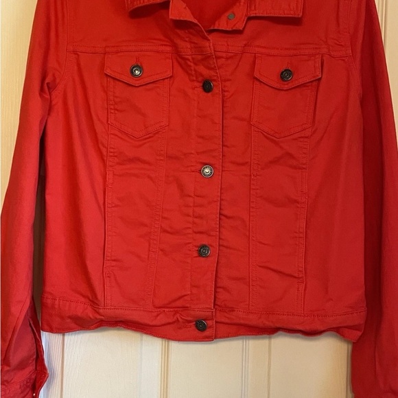 Old Navy rockstar women’s size large vibrant orange denim jean jacket - Picture 4 of 10